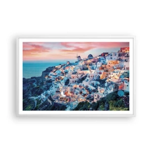 Affiche dans un cadre blanc - Poster - Vos grandes vacances en Grèce - 91x61 cm