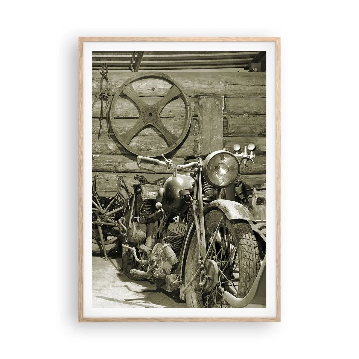 Affiche dans un chêne clair - Poster - Dans le hangar de l'oncle Władek - 70x100 cm