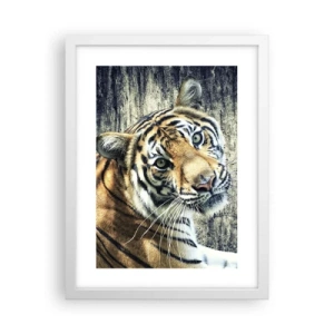 Affiche dans un cadre blanc - Poster - Portrait dans les flots de lumière - 30x40 cm