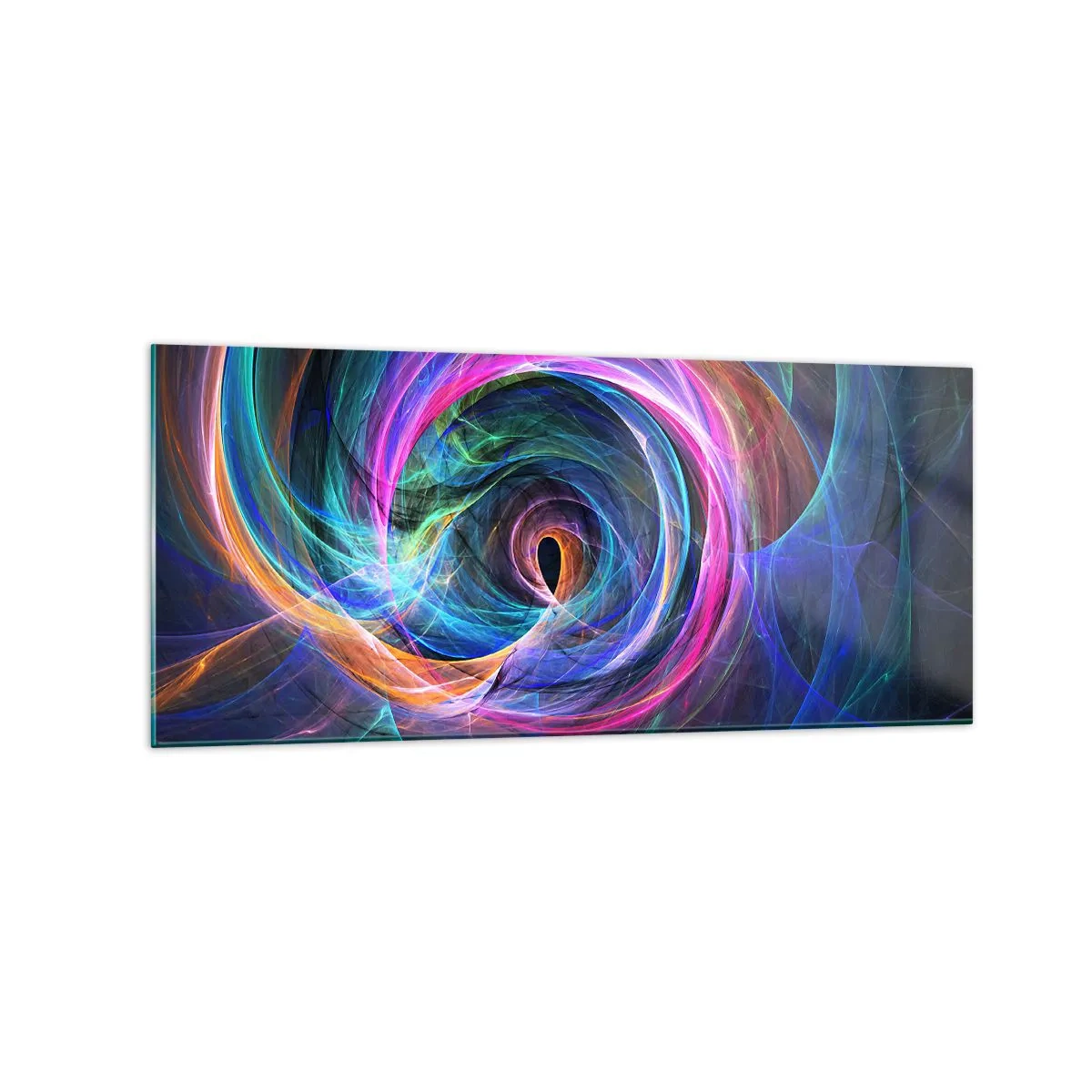 Impression sur verre - Image sur verre - Un tourbillon abstrait de couleurs dans des tons de violet, de rose et de bleu. - 120x50cm - Où m'emmènes-tu ? - Décoration murale moderne pour le salon et la chambre ARTTOR
