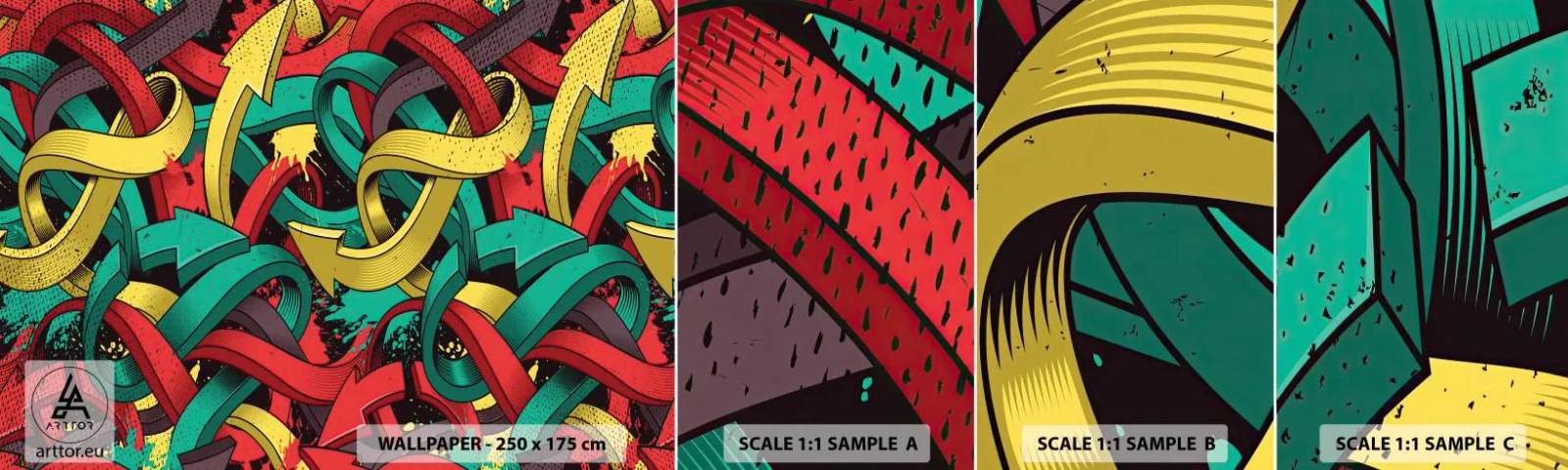 Échantillon de Papier Peint Autocollant Deluxe Sticker - Quel chemin vers le but ? - Abstraction, Morceau, BD - 100x30 cm