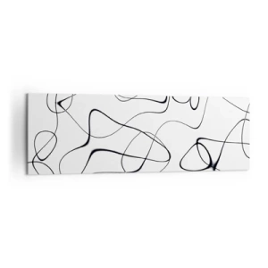 Impression sur toile - Image sur toile - Lignes noires abstraites sur fond blanc dans un style minimaliste - 160x50cm - Le chemin de la vie, les voies du hasard - Décoration murale moderne pour le salon et la chambre ARTTOR