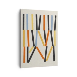 Impression sur toile - Image sur toile - Composition abstraite avec des rectangles colorés et noirs disposés horizontalement - 50x70cm - Composition de niveaux - Décoration murale moderne pour le salon et la chambre ARTTOR