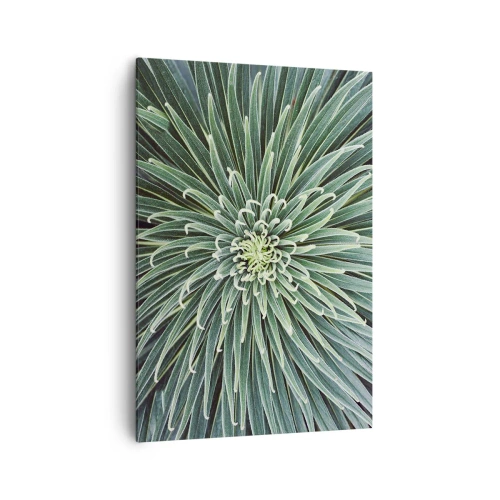 Impression sur toile - Image sur toile - Disposition symétrique de feuilles vertes ressemblant à une étoile - 70x100cm - Naissance d'une étoile - Décoration murale moderne pour le salon et la chambre ARTTOR