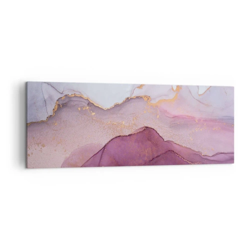 Impression sur toile - Image sur toile - Une composition abstraite dans des tons de violet et d'or. - 140x50cm - Vagues lilas et violettes - Décoration murale moderne pour le salon et la chambre ARTTOR