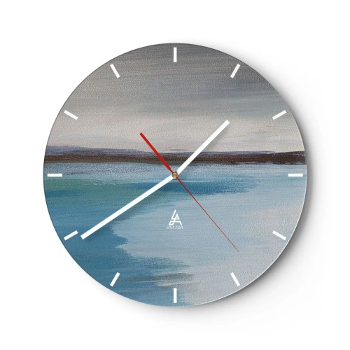 Horloge murale - Pendule murale - Paysage abstrait avec eau bleue et ciel pastel - 30x30cm - Paysage horizontal - Décoration murale moderne pour le salon, la cuisine et la chambre ARTTOR