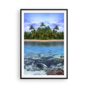 Affiche dans un cadre noir - Poster - L'île céleste vous invite - 61x91 cm