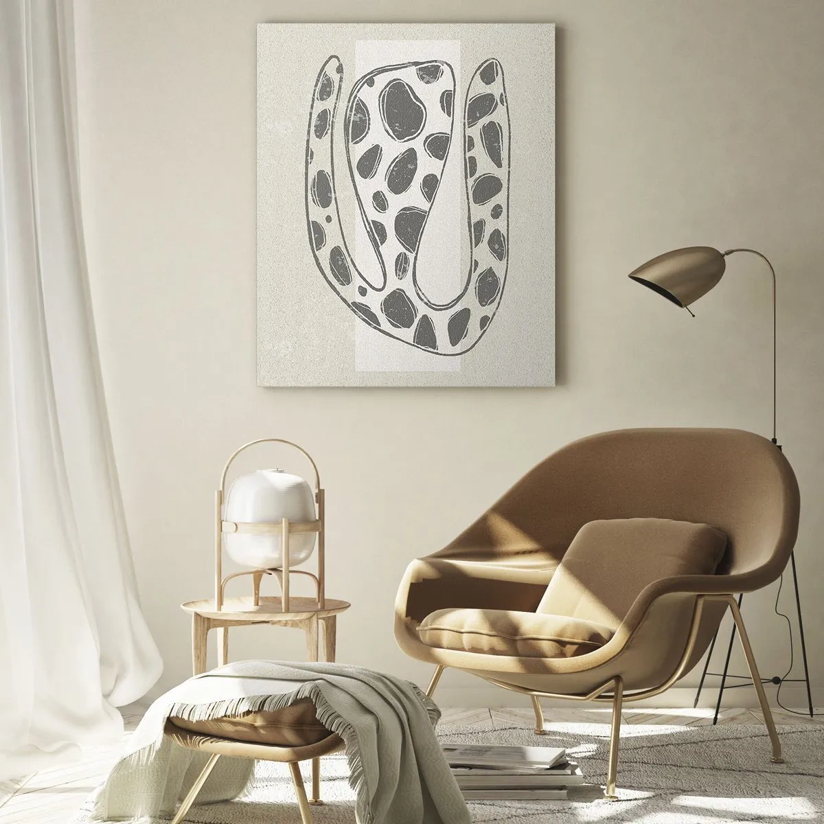 Impression sur verre - Image sur verre - Motif organique abstrait dans des tons de gris - 70x100cm - Une étrange créature - Décoration murale moderne pour le salon et la chambre ARTTOR