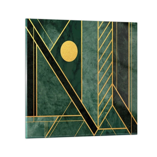 Impression sur verre - Image sur verre - Dynamique or et azur - 60x60 cm