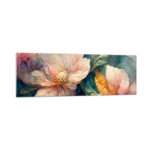 Impression sur verre - Image sur verre - Fleurs délicates aux couleurs pastel - 160x50cm - Uniquement de la subtilité - Décoration murale moderne pour le salon et la chambre ARTTOR