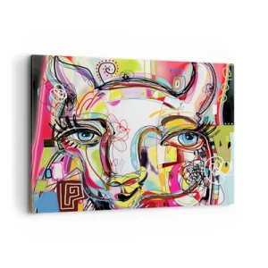 Impression sur toile - Image sur toile - Portrait coloré dans un style artistique abstrait - 120x80cm - La richesse de l'Art du chat - Décoration murale moderne pour le salon et la chambre ARTTOR