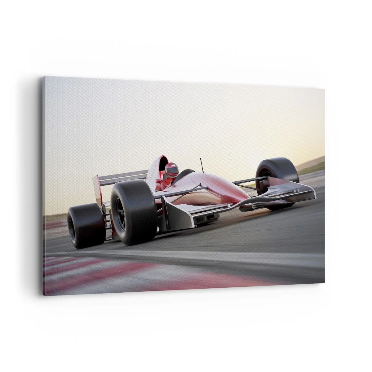 Impression sur toile - Image sur toile - Une voiture de Formule 1 rouge sur une piste de course en conduisant - 100x70cm - Toujours gagnant - Décoration murale moderne pour le salon et la chambre ARTTOR