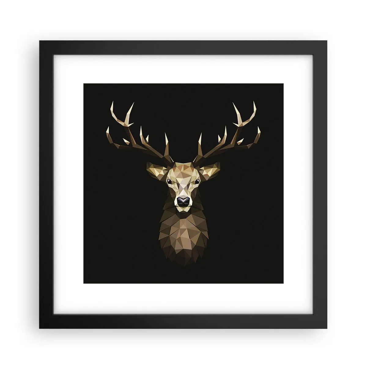Affiche dans un cadre noir - Poster - Cerf cubique - 30x30 cm