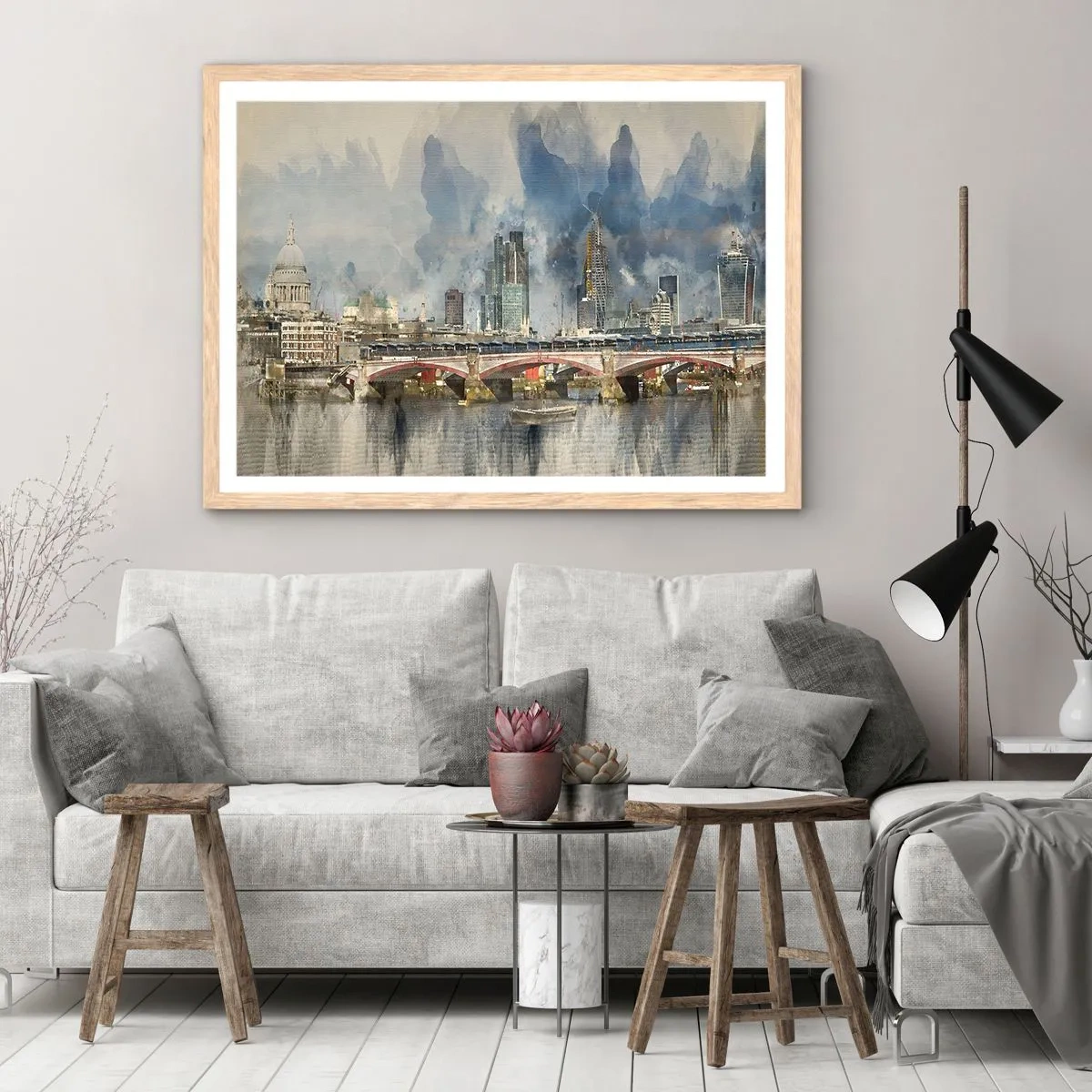 Affiche dans un chêne clair - Poster - Londres dans toute sa splendeur - 50x40 cm