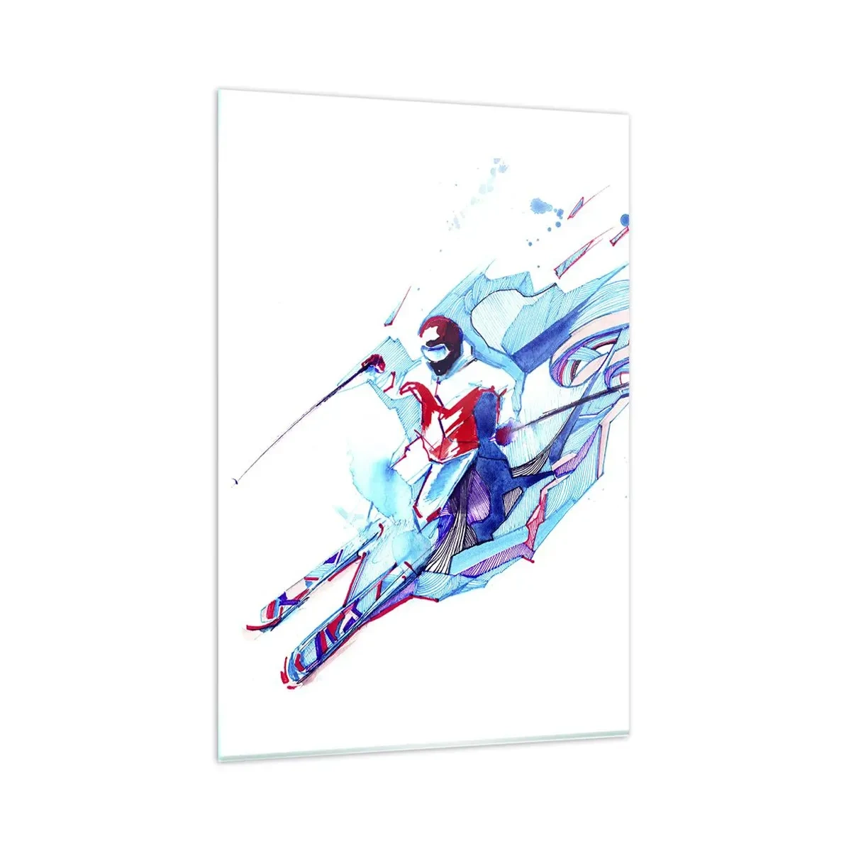 Impression sur verre - Image sur verre - Cavalier abstrait aux couleurs dynamiques - 80x120cm - Ruée folle vers la joie - Décoration murale moderne pour le salon et la chambre ARTTOR