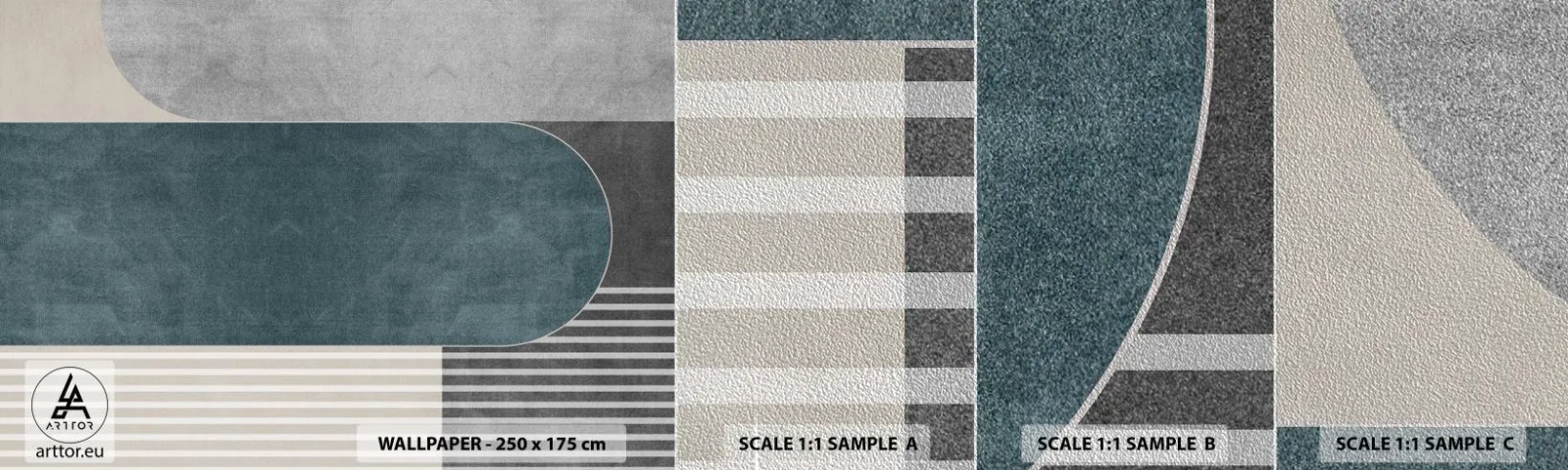 Échantillon de Papier Peint Premium Sand - Composition de niveaux - Minimalisme, Formes, Pastel - 100x30 cm