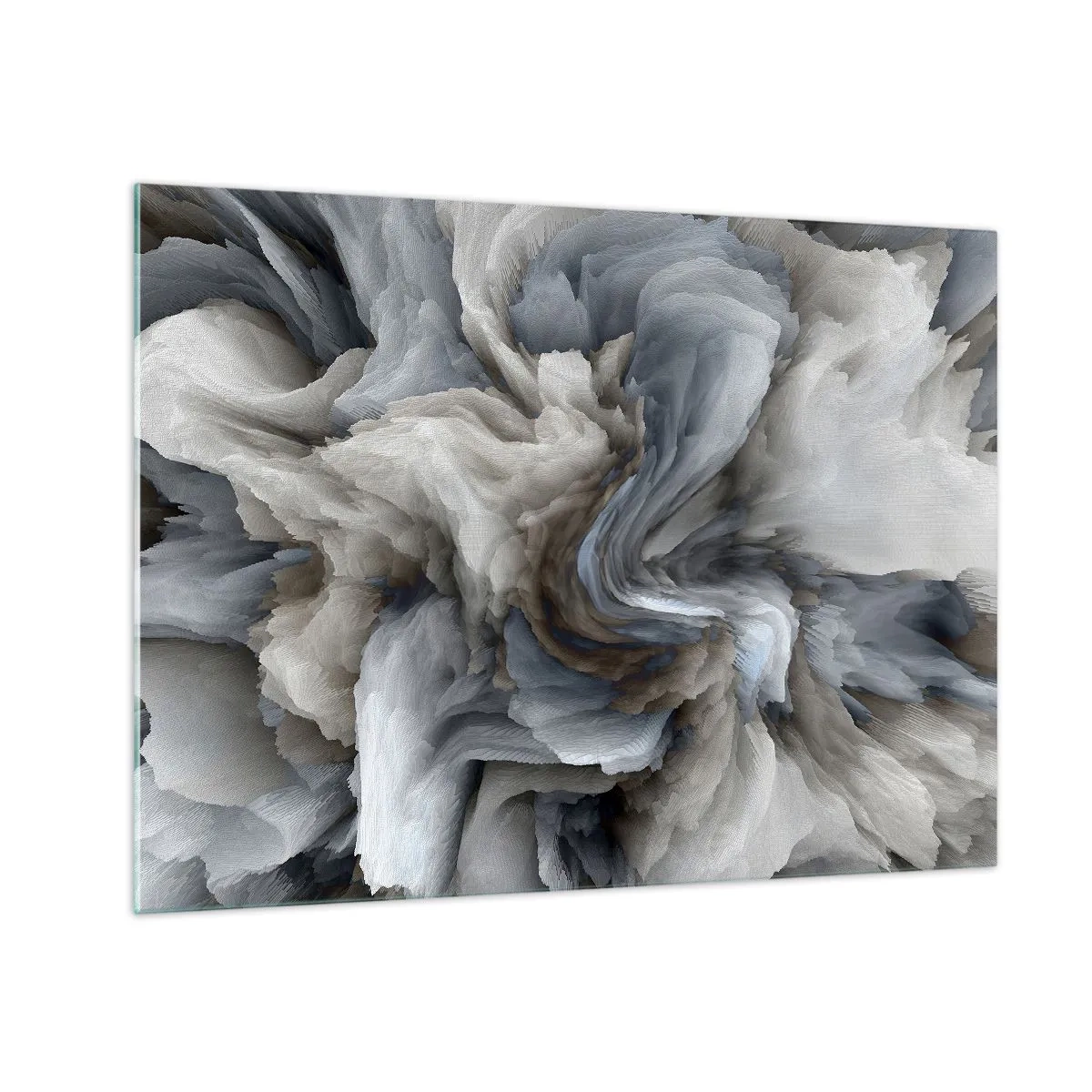 Impression sur verre - Image sur verre - Une composition abstraite ressemblant à des plumes tourbillonnantes - 70x50cm - Pierre et fleur - Décoration murale moderne pour le salon et la chambre ARTTOR
