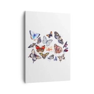 Impression sur toile - Image sur toile - Papillons colorés sur fond blanc - 50x70cm - Essaim de dentelle et de couleurs - Décoration murale moderne pour le salon et la chambre ARTTOR