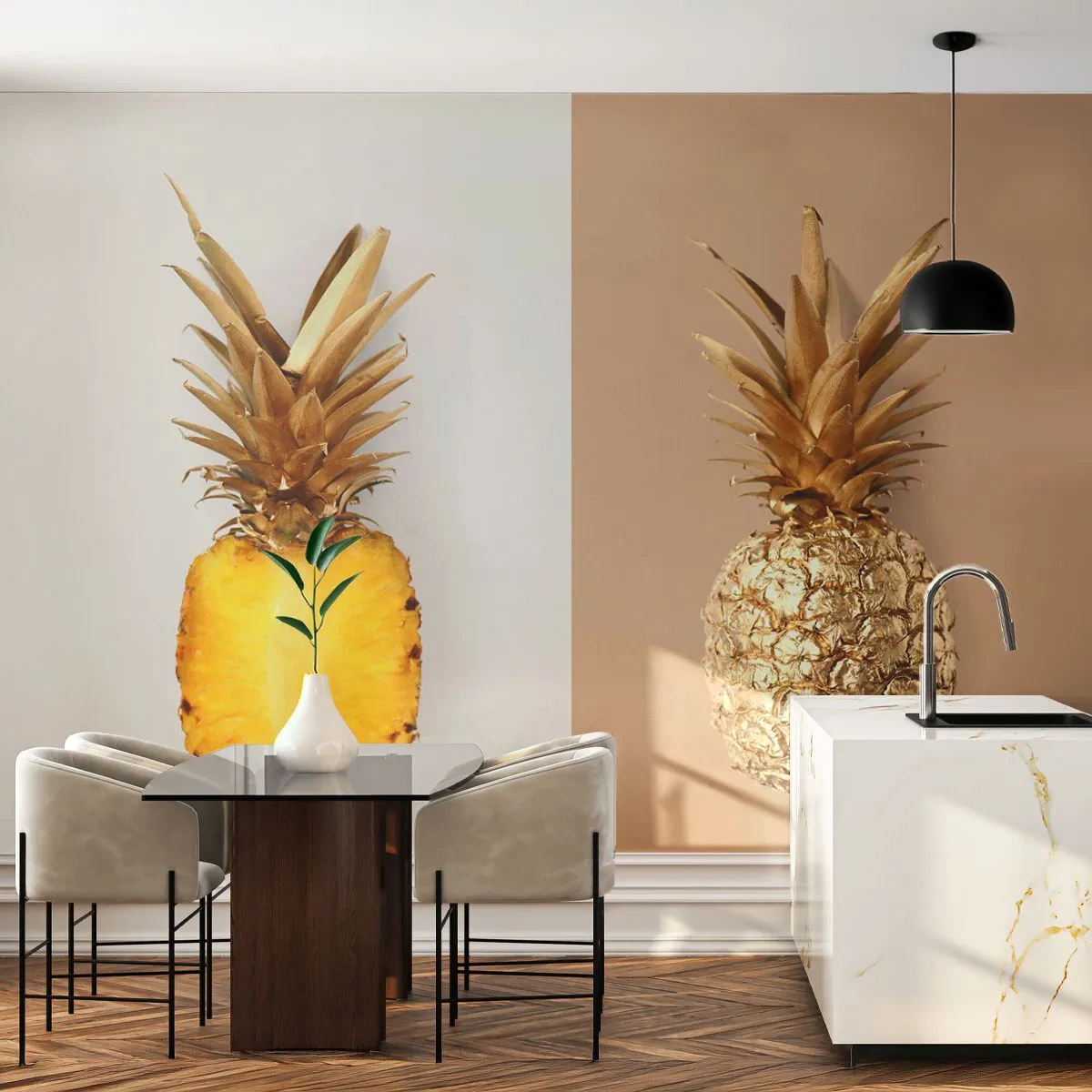 Papier Peint Photo Premium Canvas - Ananas pour nous - Ananas, Fruit, Dessert - 250x175 cm
