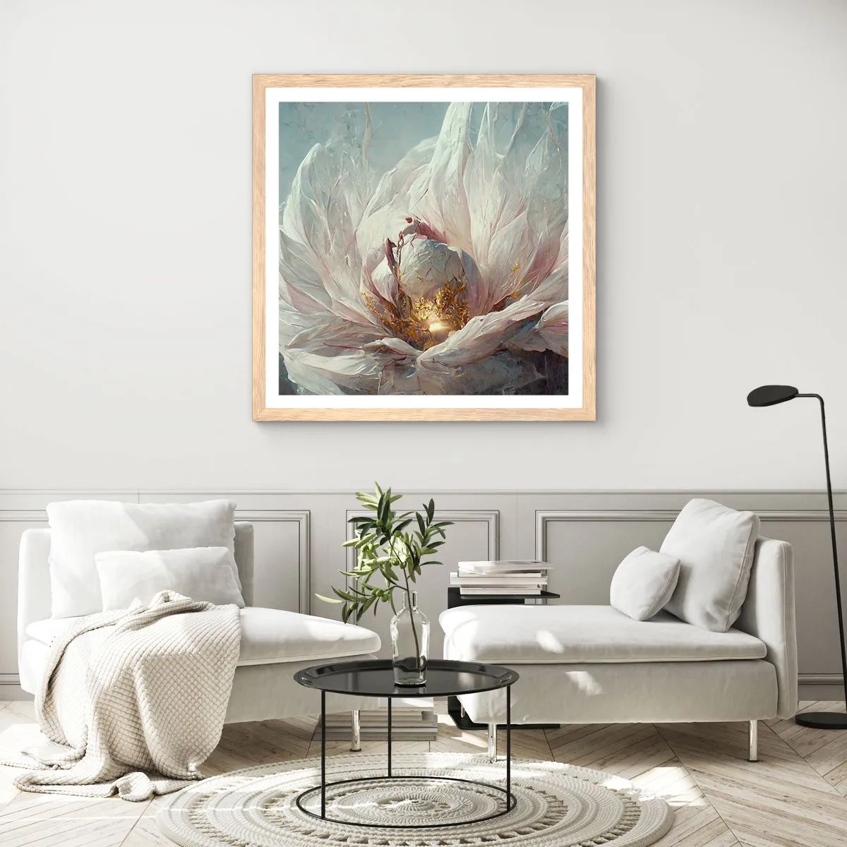 Affiche dans un chêne clair - Poster - Il fleurit une fois tous les cent ans - 50x50 cm