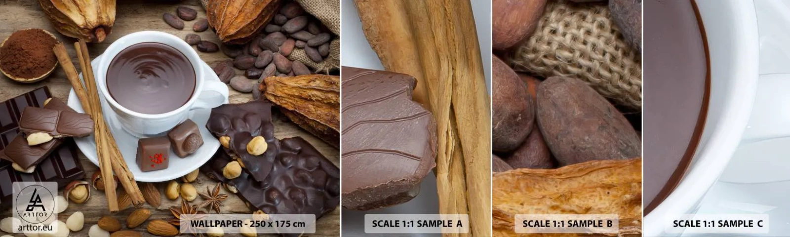 Échantillon de Papier Peint Autocollant Deluxe Sticker - D'une chocolaterie de conte de fées - La gastronomie, Chocolat, Café - 100x30 cm