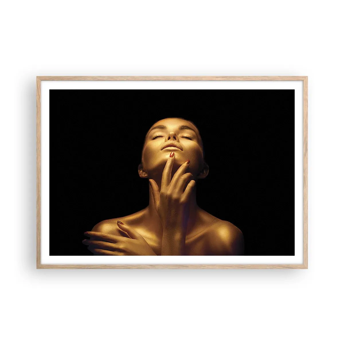 Affiche dans un chêne clair - Poster - Comme de la soie dorée - 100x70 cm