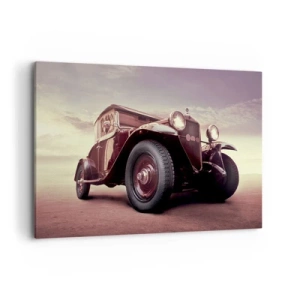 Impression sur toile - Image sur toile - Une voiture vintage au style classique contre le ciel - 100x70cm - Revenons au bon vieux temps... - Décoration murale moderne pour le salon et la chambre ARTTOR