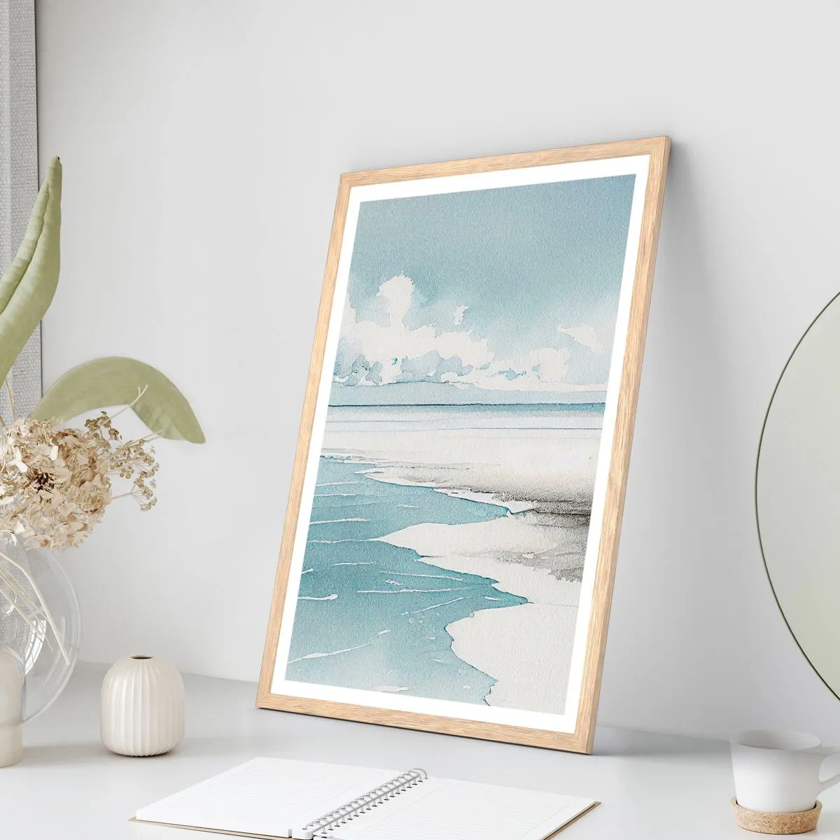 Affiche dans un chêne clair - Poster - Marée douce - 70x100 cm