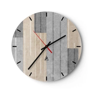 Horloge murale - Pendule murale - Composition géométrique avec des rayures verticales dans des tons de gris - 30x30cm - Composition : se tenir droit - Décoration murale moderne pour le salon, la cuisine et la chambre ARTTOR