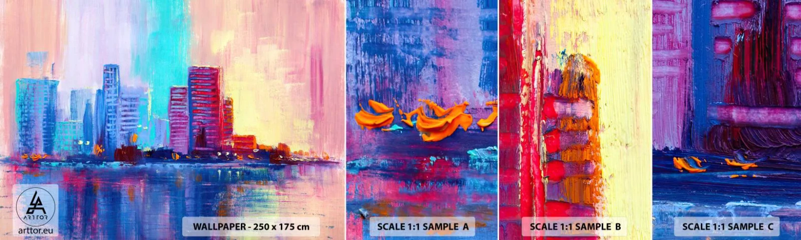 Échantillon De Papier Peint Standard Eco - Baigné de couleurs - Ville, Architecture, Morceau - 100x30 cm