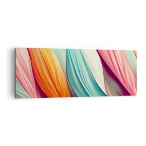 Impression sur toile - Image sur toile - Lignes abstraites aux couleurs pastel et vibrantes - 140x50cm - Tissage arc-en-ciel - Décoration murale moderne pour le salon et la chambre ARTTOR