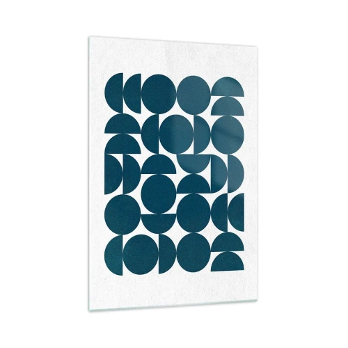 Impression sur verre - Image sur verre - Formes géométriques dans des tons bleu marine sur fond blanc - 70x100cm - Cercles et demi-cercles - Décoration murale moderne pour le salon et la chambre ARTTOR