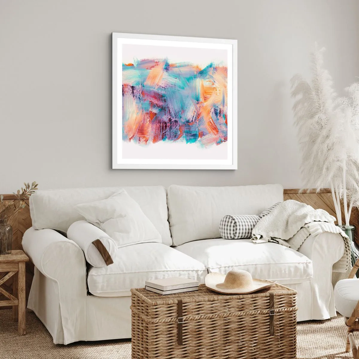 Affiche dans un cadre blanc - Poster - Un désordre coloré - 50x50 cm
