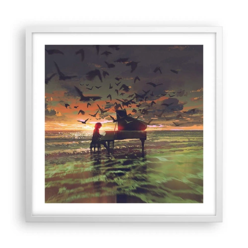 Affiche dans un cadre blanc - Poster - Concert pour piano et vagues - 50x50 cm