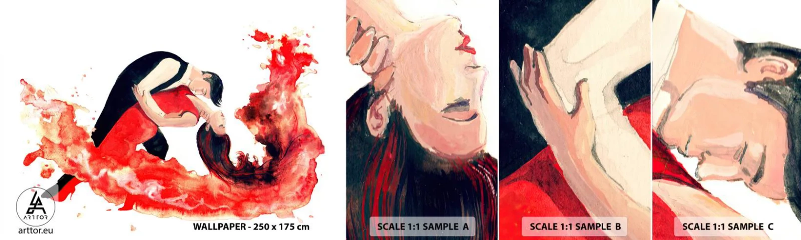 Échantillon De Papier Peint Standard Eco - Tango - une vague sensuelle - Danse, Musique, Danseurs - 100x30 cm