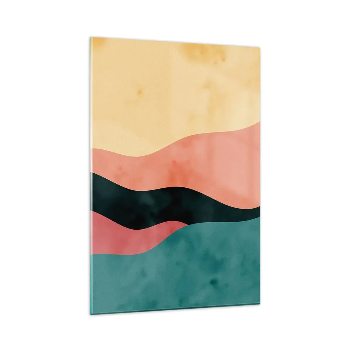 Impression sur verre - Image sur verre - Vagues abstraites aux couleurs pastel - 80x120cm - Conformité non-conforme - Décoration murale moderne pour le salon et la chambre ARTTOR