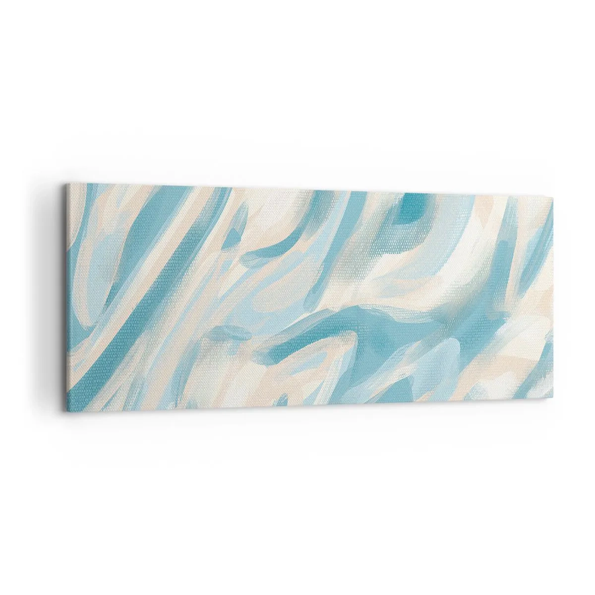 Impression sur toile - Image sur toile - Des stries bleues abstraites sur un fond clair - 120x50cm - Brise printanière - Décoration murale moderne pour le salon et la chambre ARTTOR