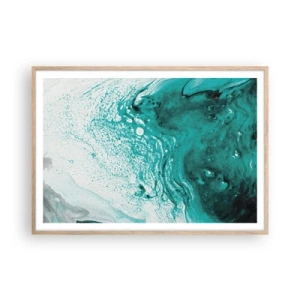 Affiche dans un chêne clair - Poster - Se fondre dans le bleu et le turquoise - 100x70 cm