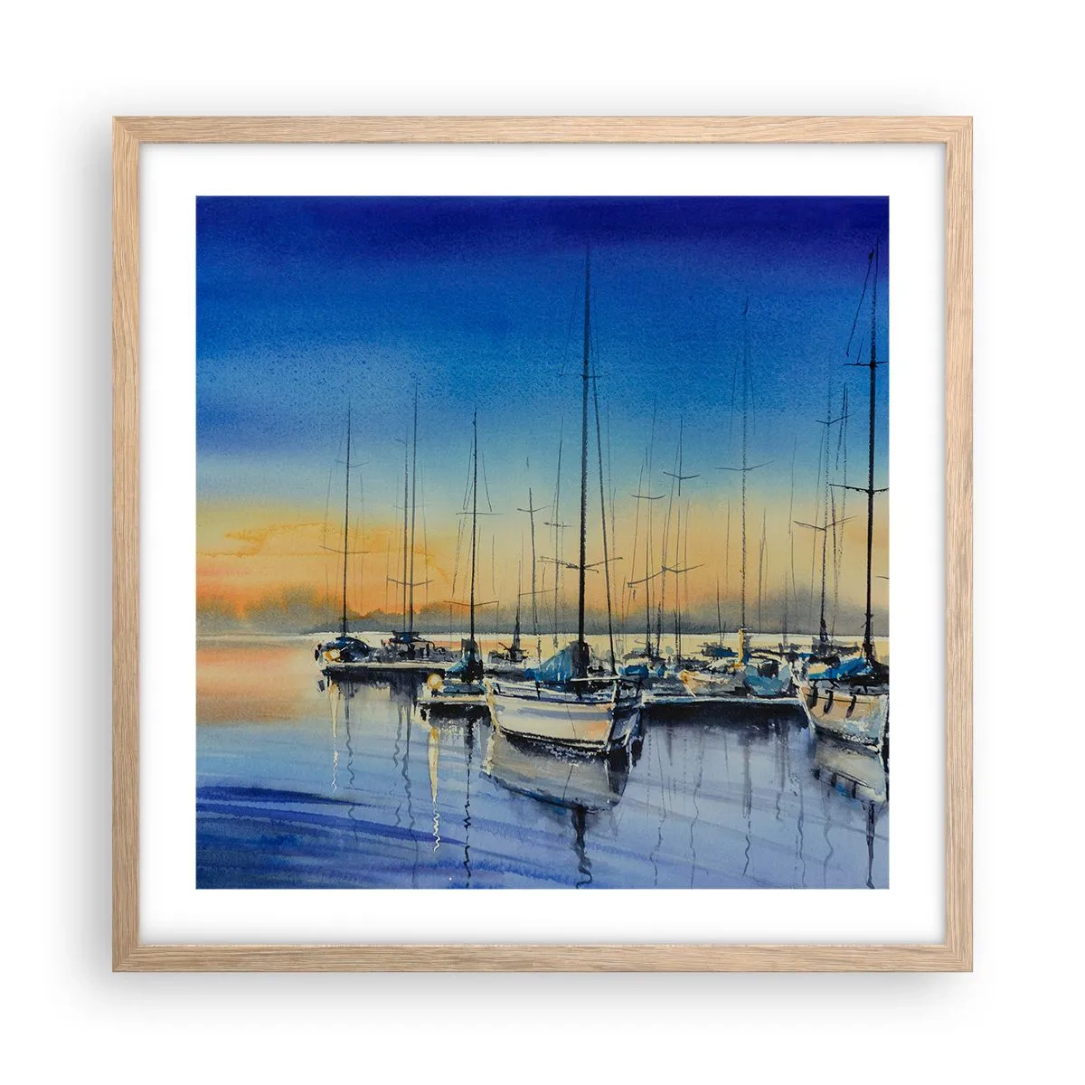 Affiche dans un chêne clair - Poster - Fin d'une belle journée - 50x50 cm