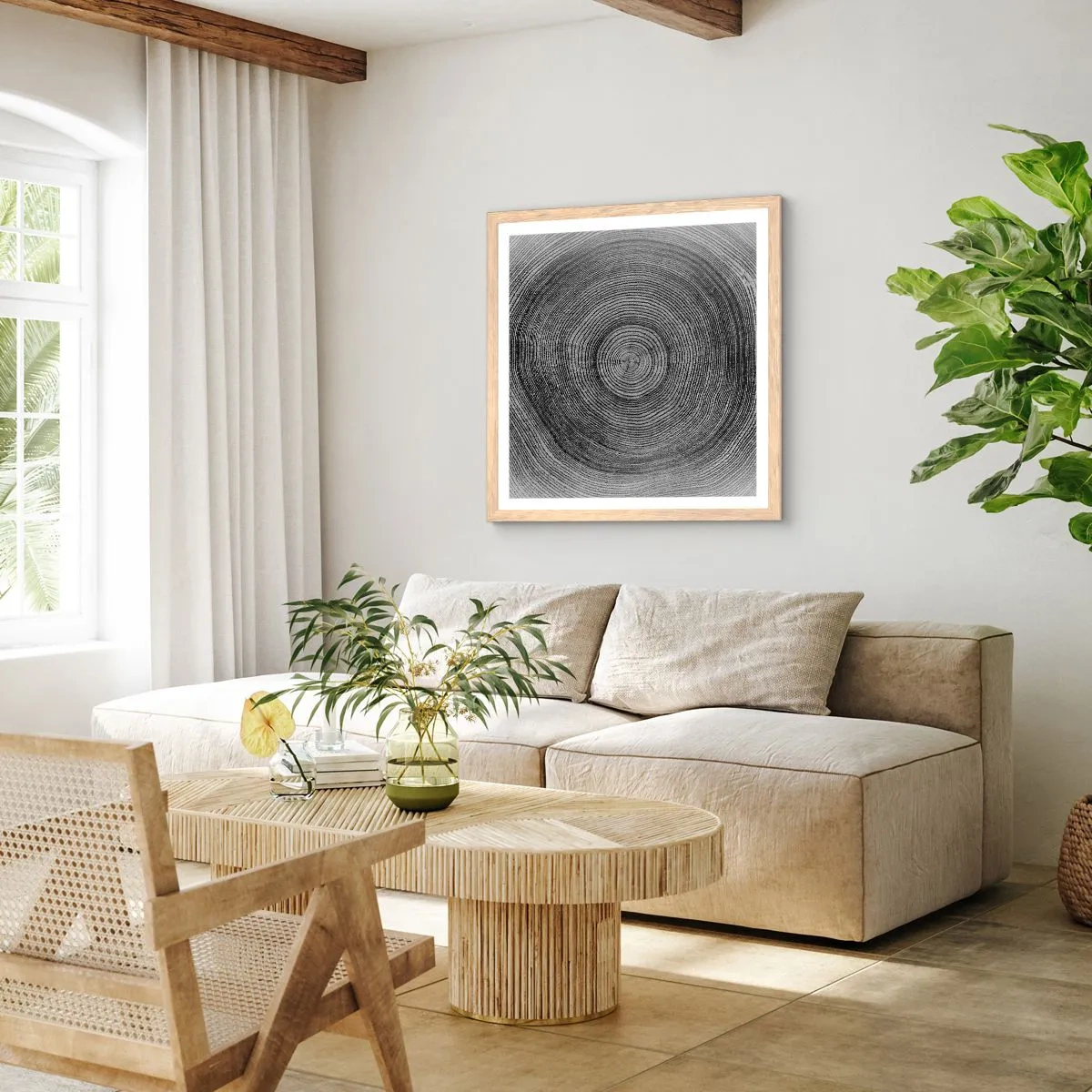 Affiche dans un chêne clair - Poster - Signe du temps - 60x60 cm