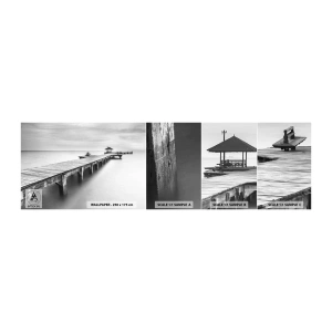 Échantillon de Papier Peint Autocollant Deluxe Sticker - À l'horizon - Paysage, Mer, Pont de bois - 100x30 cm