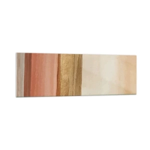 Impression sur verre - Image sur verre - Rayures abstraites dans les tons beige, or et rose sur toile - 160x50cm - Composition verticale - Décoration murale moderne pour le salon et la chambre ARTTOR