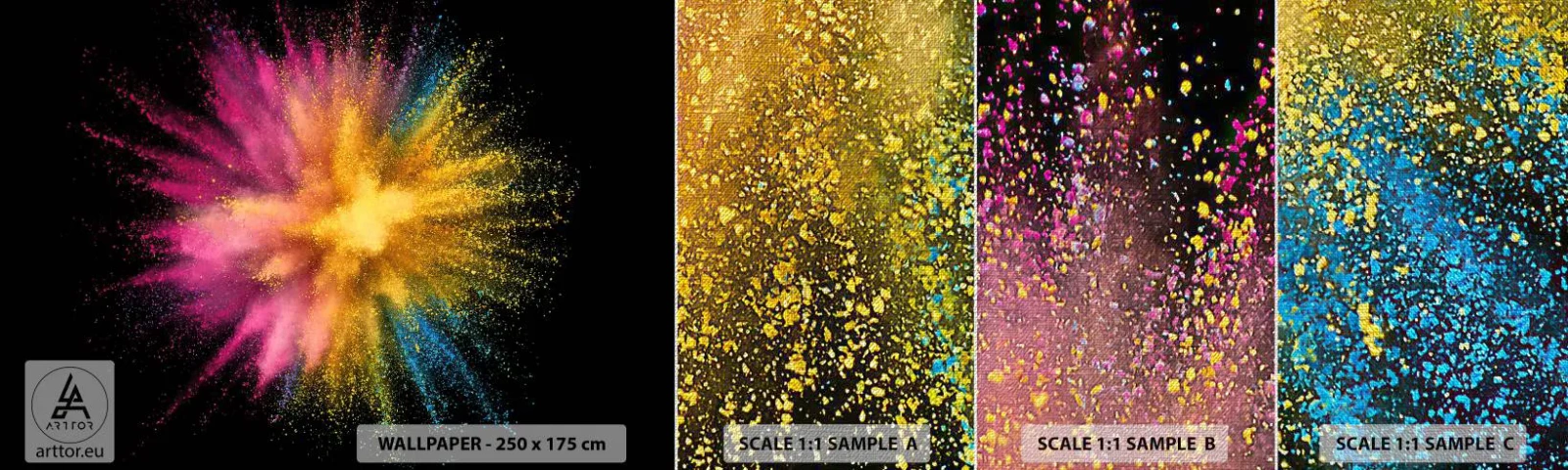 Échantillon de Papier Peint Premium Canvas - Origine des couleurs - Abstraction, Morceau, Fantaisie - 100x30 cm