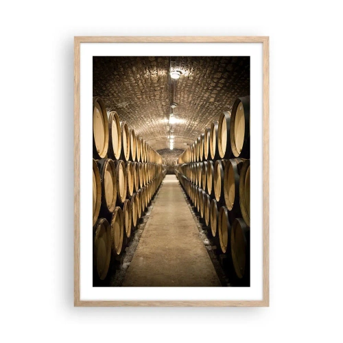 Affiche dans un chêne clair - Poster - Dans un sous-sol en brique - 50x70 cm
