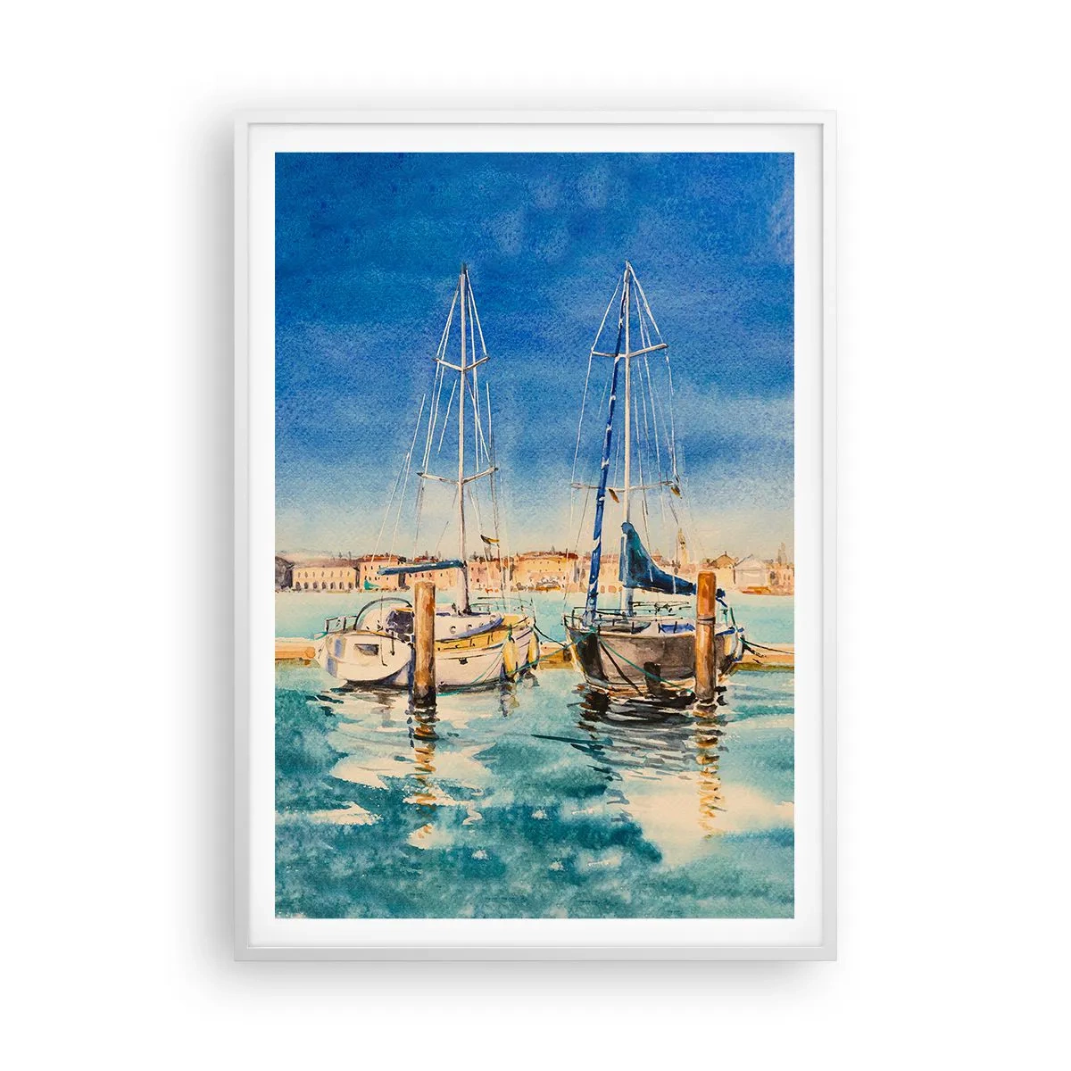 Affiche dans un cadre blanc - Poster - Lagune ensoleillée - 70x100 cm
