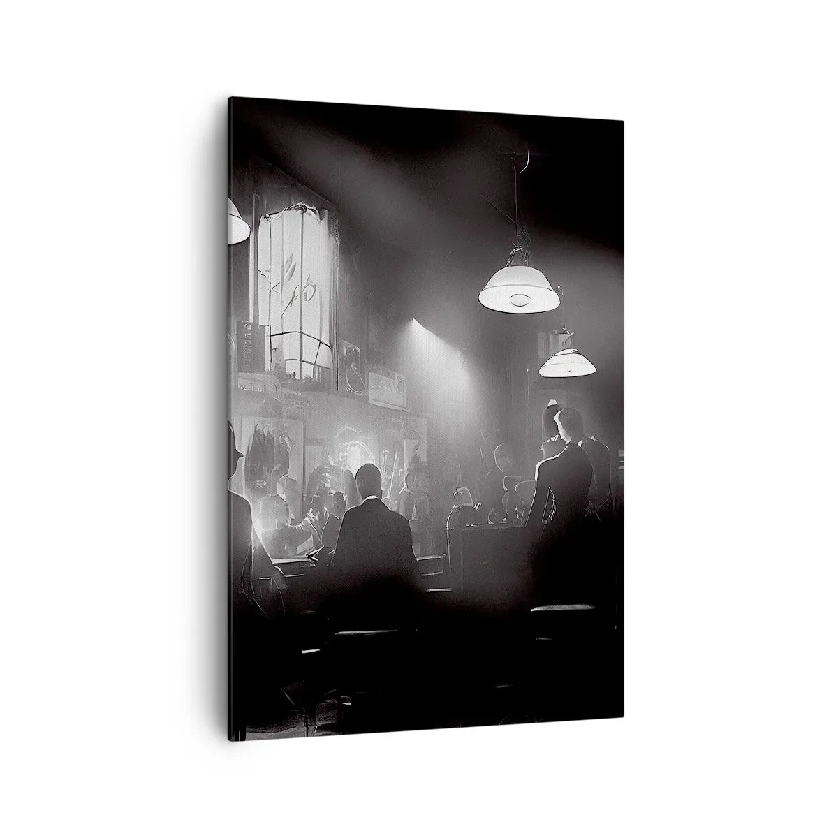 Impression sur toile - Image sur toile - Scène de boîte de nuit de jazz en noir et blanc - 70x100cm - Dans une ambiance jazz - Décoration murale moderne pour le salon et la chambre ARTTOR