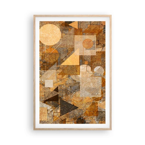 Affiche dans un chêne clair - Poster - Étude cubique de marron - 61x91 cm