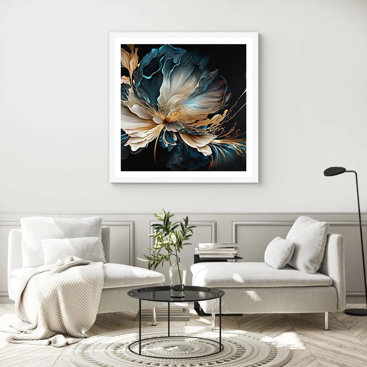 Affiche dans un cadre blanc - Poster - Fleur de fougère de conte de fées - 40x40 cm