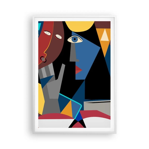 Affiche dans un cadre blanc - Poster - Une conversation entre cubistes - 70x100 cm