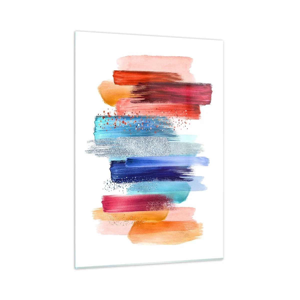Impression sur verre - Image sur verre - Composition abstraite de coups de pinceau colorés - 50x70cm - En haut et en bas - Décoration murale moderne pour le salon et la chambre ARTTOR
